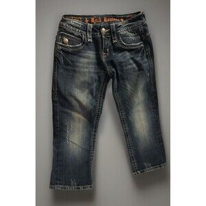 ROCK REVIVAL Jeans Low Rise Adele Capri CropThick Stitch Women's Sz 27 - 3/4